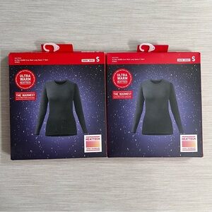 Uniqlo HEATTECH Ultra Warm Crew Neck Long Sleeve T-Shirt Women Size S set of 2